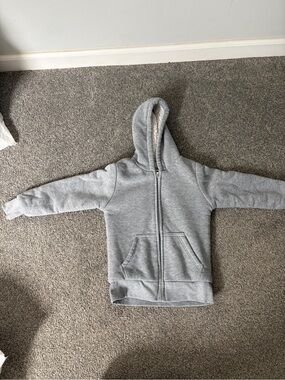 Kids Sherpa-Lined Gray Zip Hoodie
